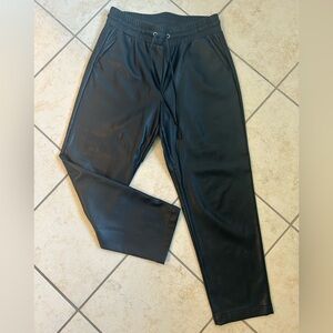LOFT Black Faux Leather Jogger Pants